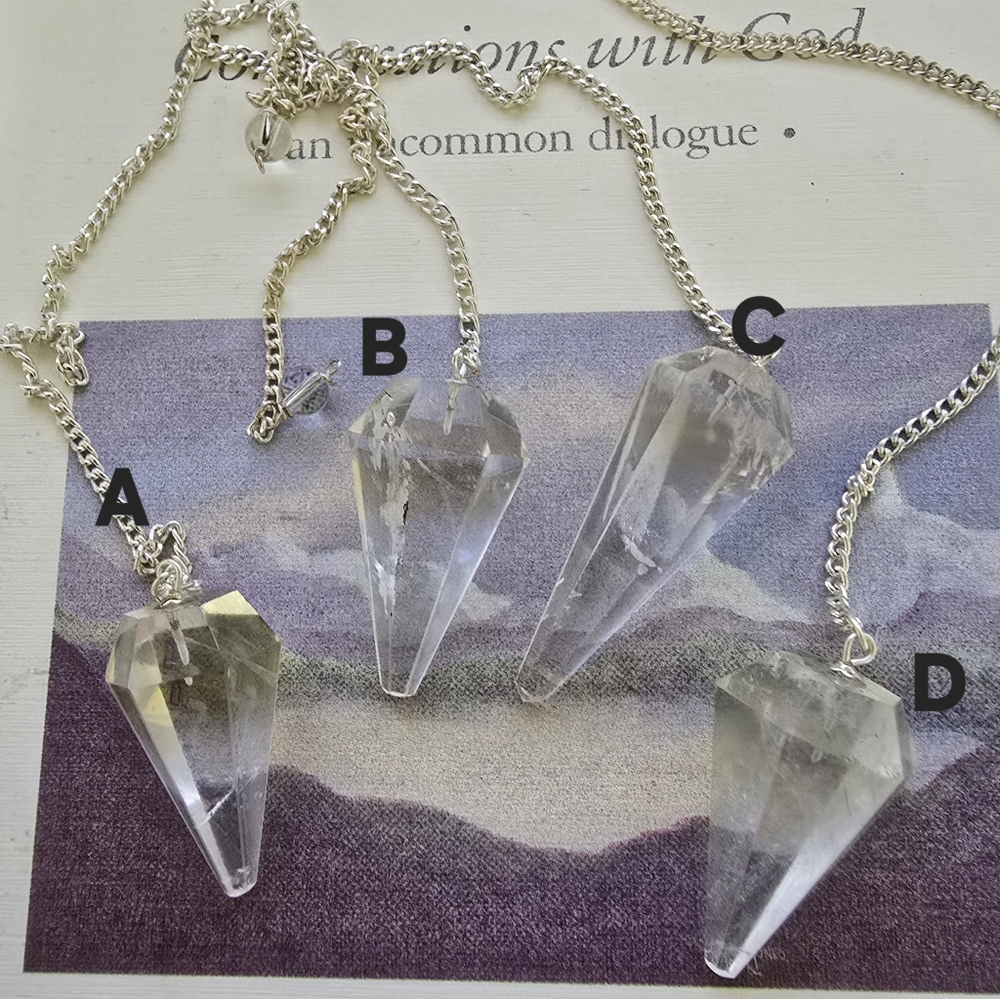 Beautiful Clear Quartz Crystal Pendulum Divination Clarity Guidance  Spi…